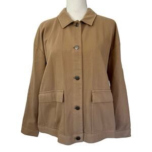 EILEEN‎ FISHER Classic Organic Cotton Button Jacket Size S Tan Neutral Lagom